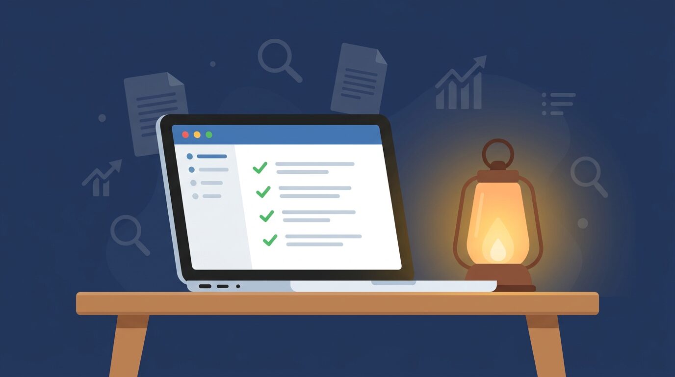 Dashboard van een SEO-tool met auditresultaten voor een mkb-website